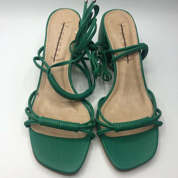 Free People X Vicenza Love Struck Square Toe Wrap Heels Green US 10 - Picture 2 of 12
